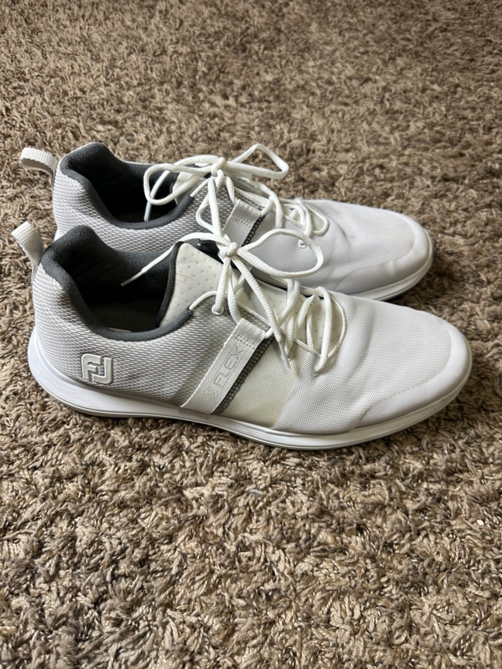 FootJoy Men's White and Gray Athletic Golf Shoes - Flex Size 13M